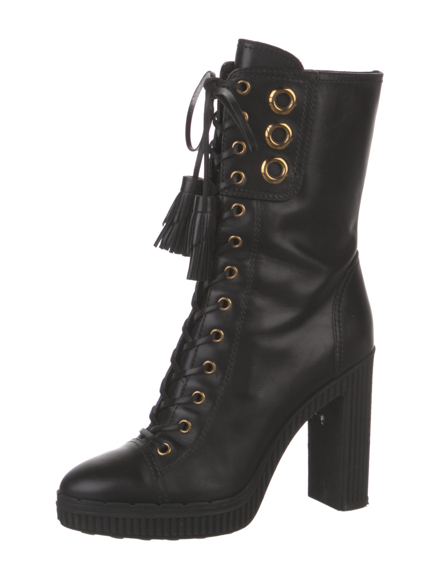 Tod's Leather Tassel Accents Lace-Up Boots