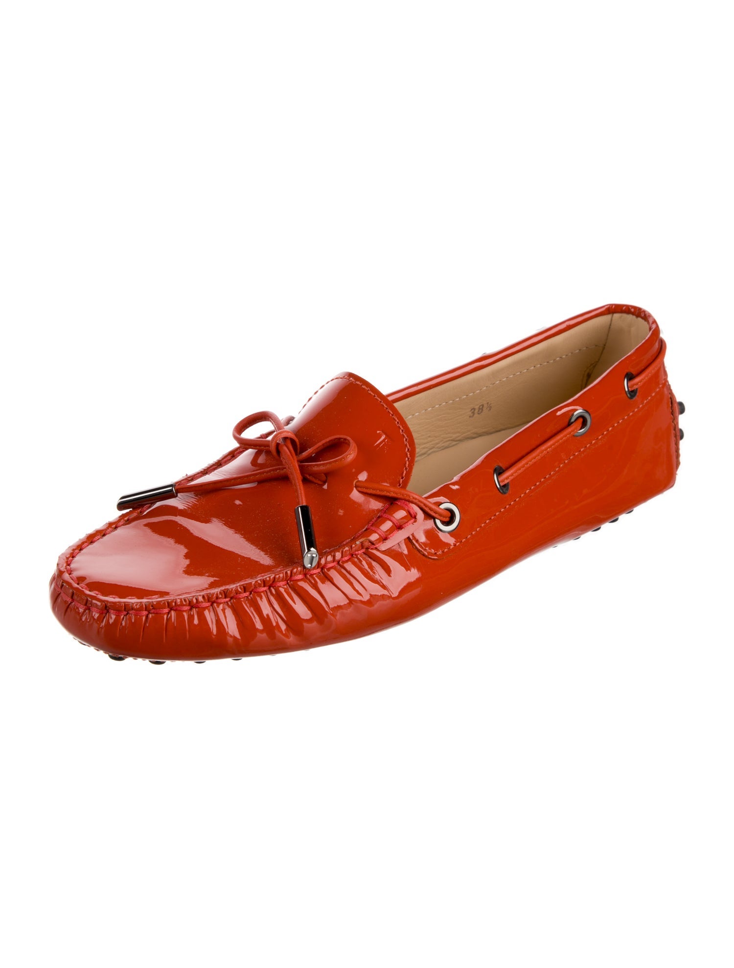 Tod's Patent Leather Bow Accents Loafers