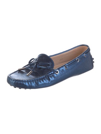 Tod's Leather Bow Accents Loafers