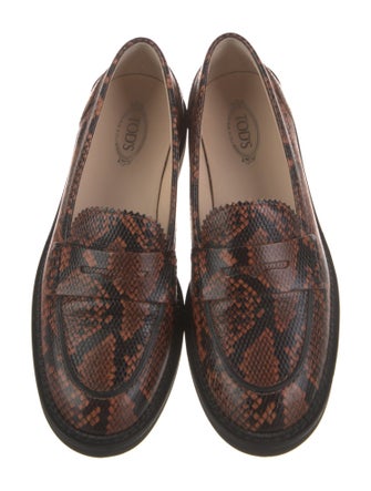 Tod's Leather Animal Print Loafers