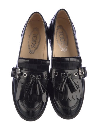 Tod's Patent Leather Tassel Accents Loafers