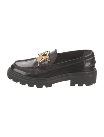 Tod's Patent Leather Chain-Link Accents Loafers
