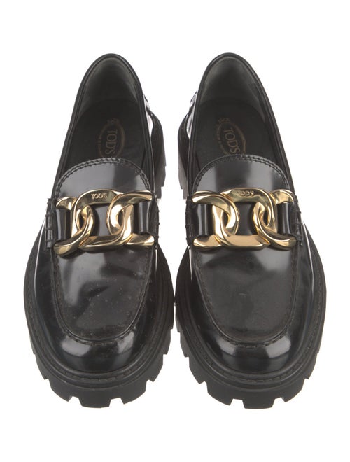 Tod's Patent Leather Chain-Link Accents Loafers