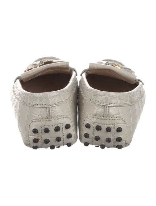 Tod's Embossed Leather Tassel Accents Loafers