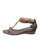 Tod's Leather Colorblock Pattern T-Strap Sandals