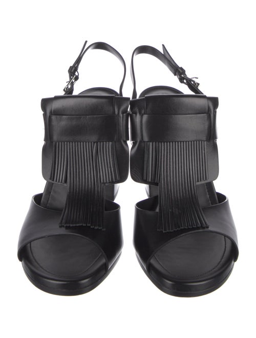 Tod's Leather Fringe Trim Accent Slingback Sandals