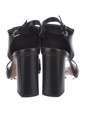 Tod's Leather Fringe Trim Accent Slingback Sandals