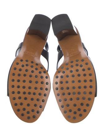 Tod's Leather Fringe Trim Accent Slingback Sandals