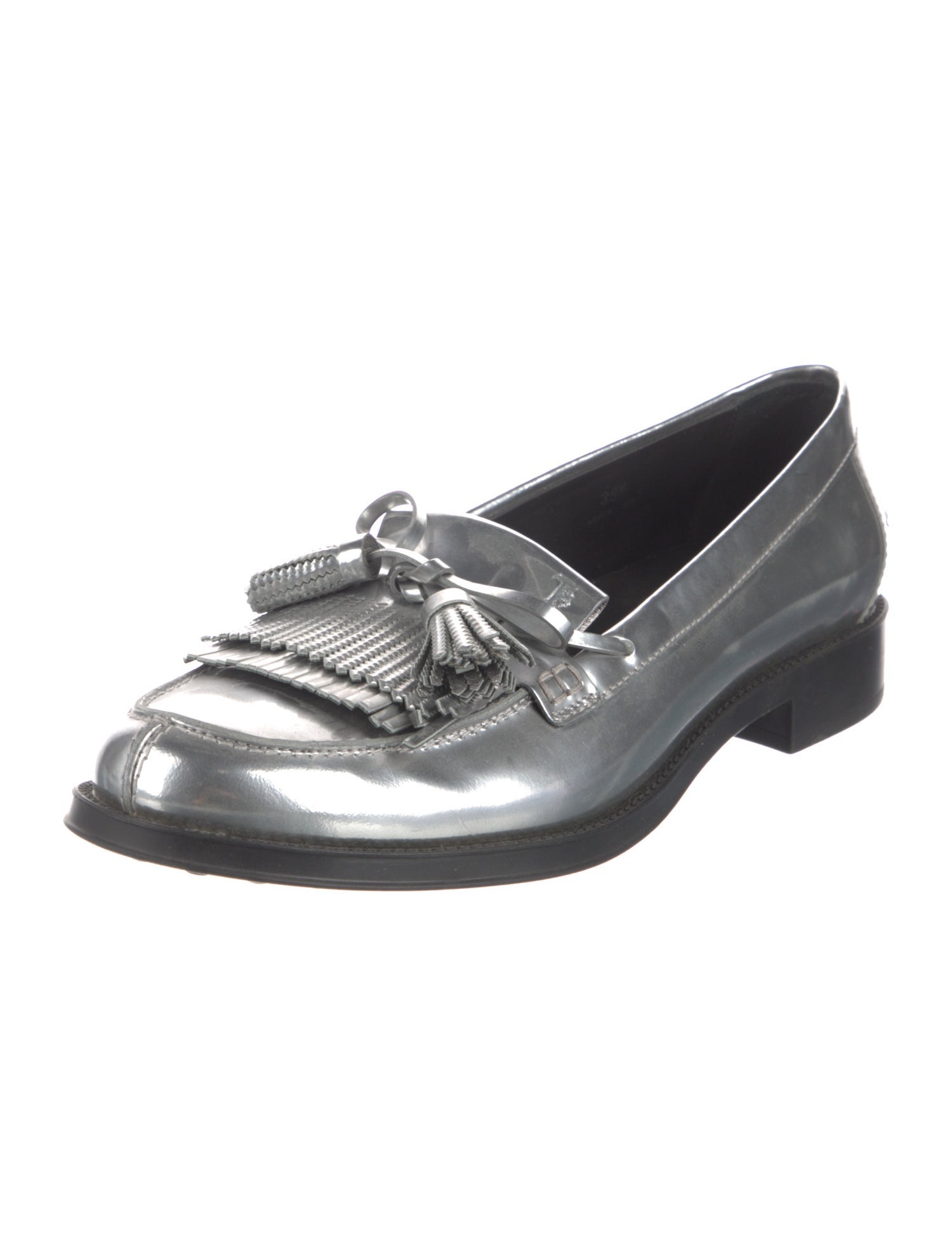 Tod's Patent Leather Tassel Accents Loafers