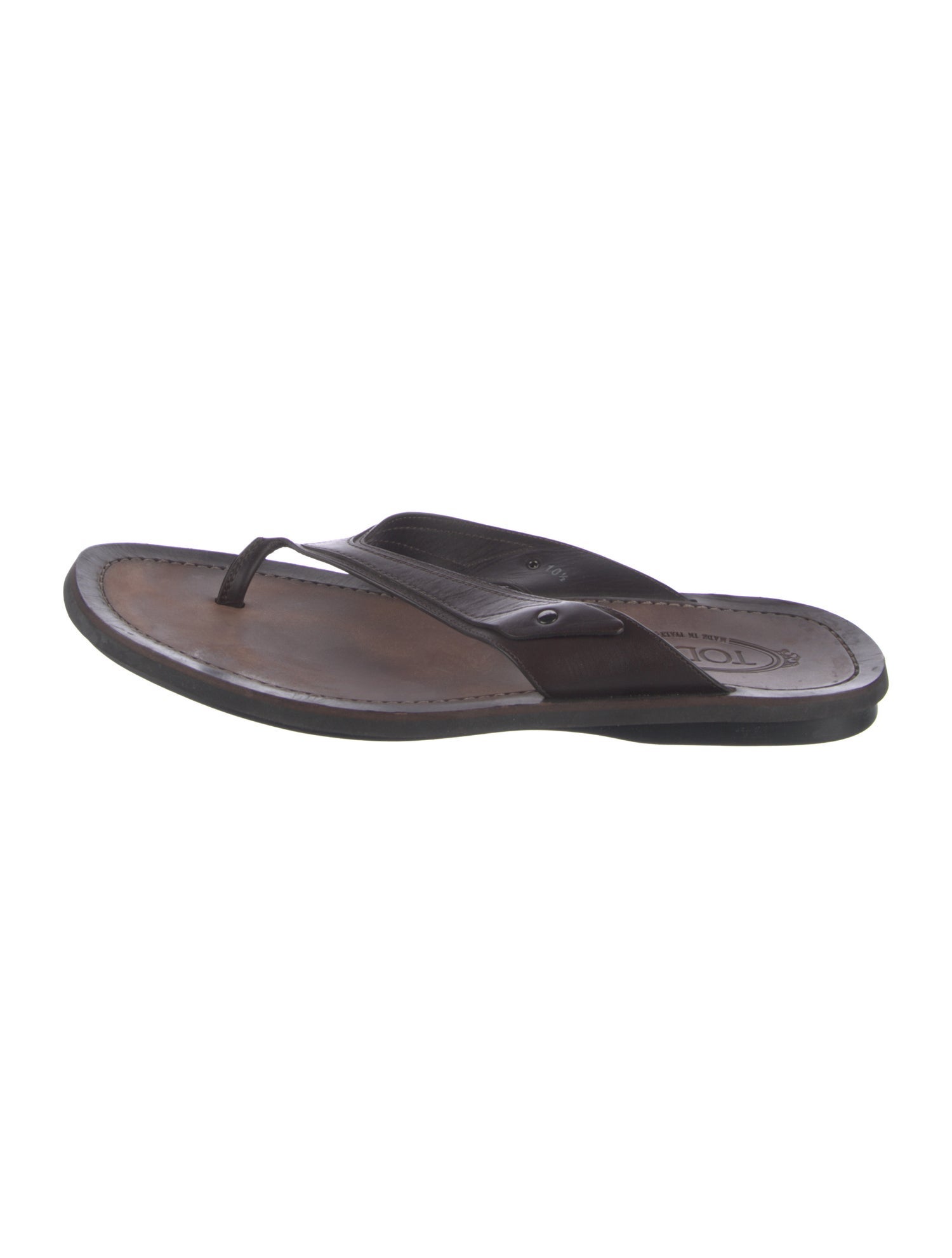 Tod's Leather Fringe Trim Accent Flip Flops