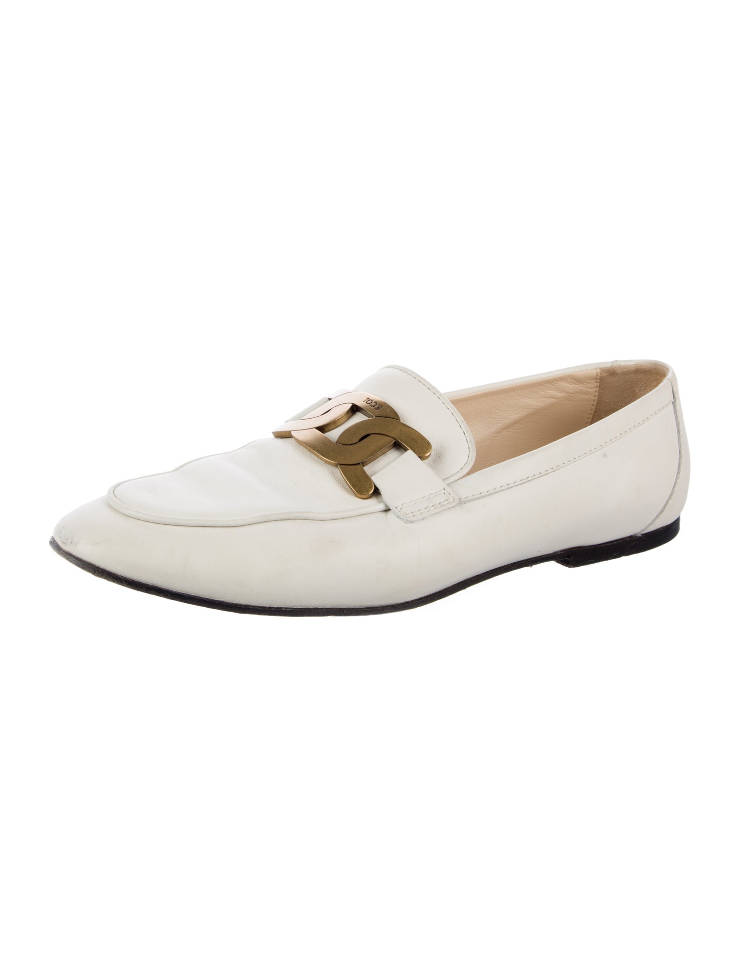 Tod's Leather Chain-Link Accents Loafers
