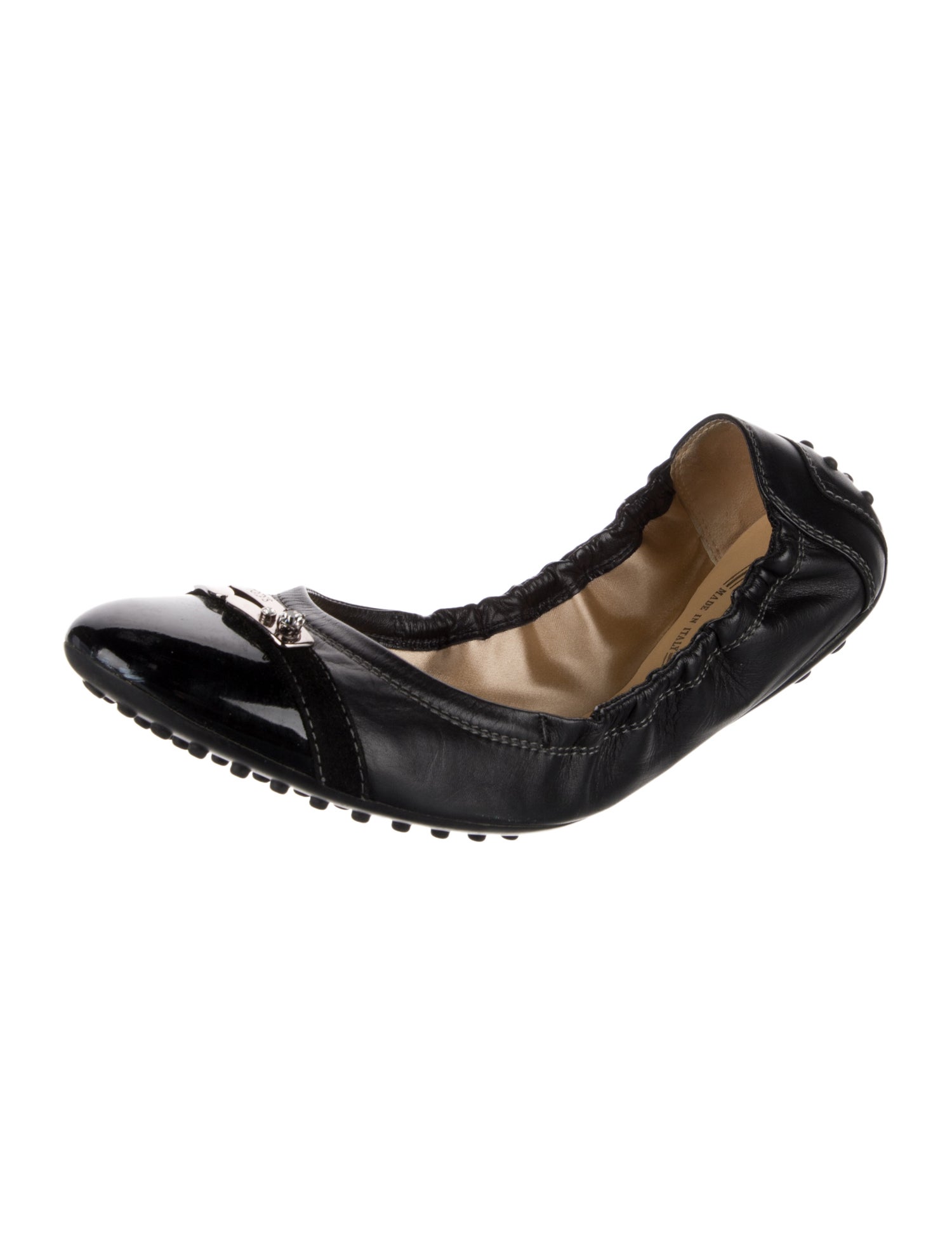 Tod's Leather Crystal Embellishments Flats