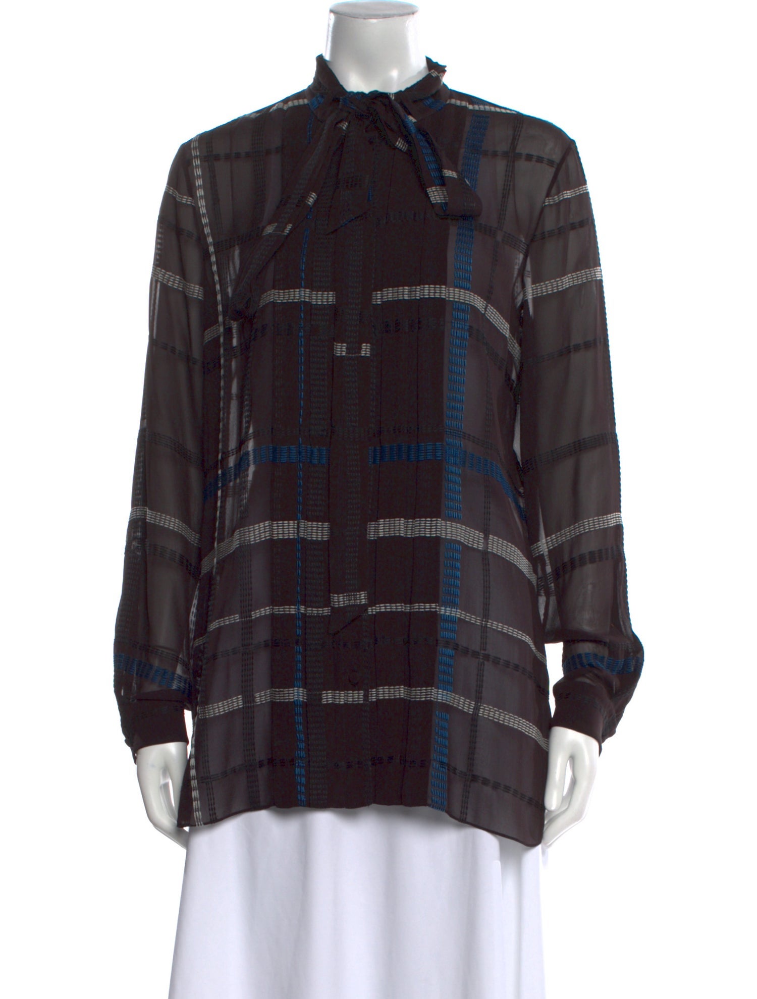 Tod's Silk Plaid Print Button-Up Top