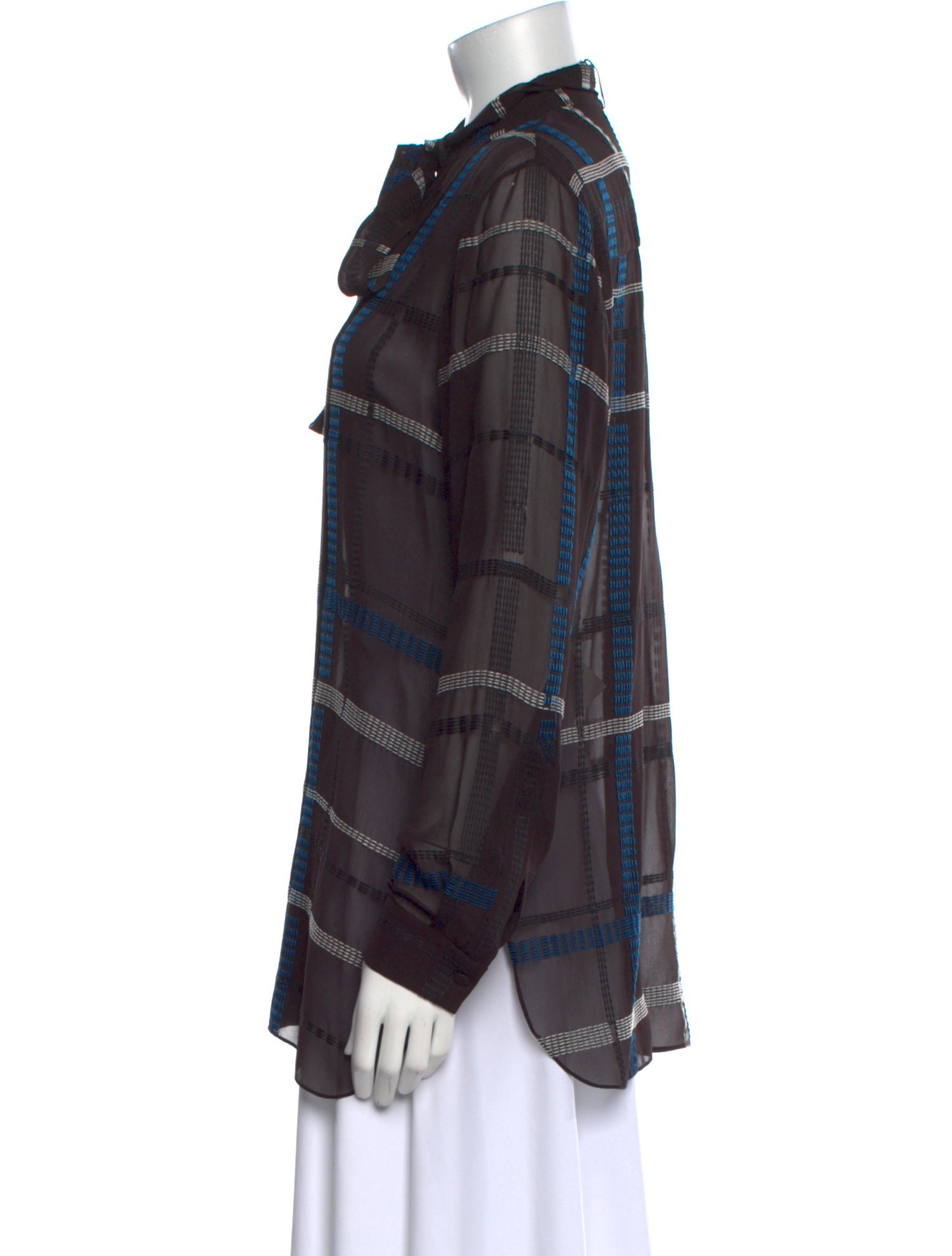 Tod's Silk Plaid Print Button-Up Top