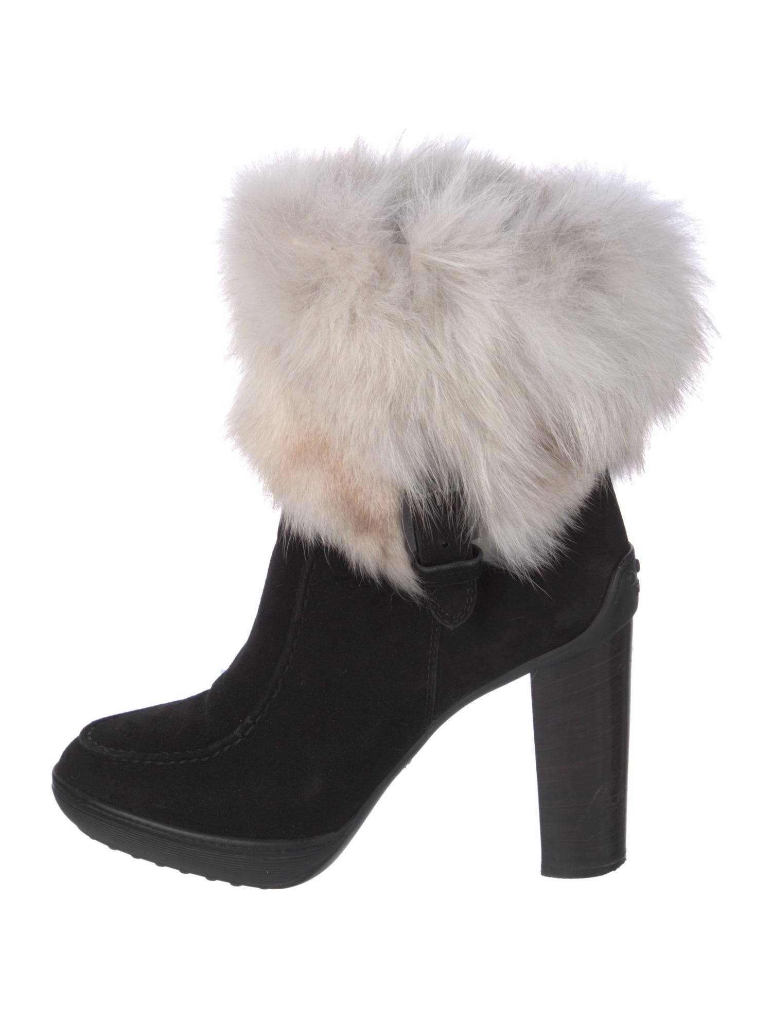 Tod's Suede Fur Trim Rain Boots