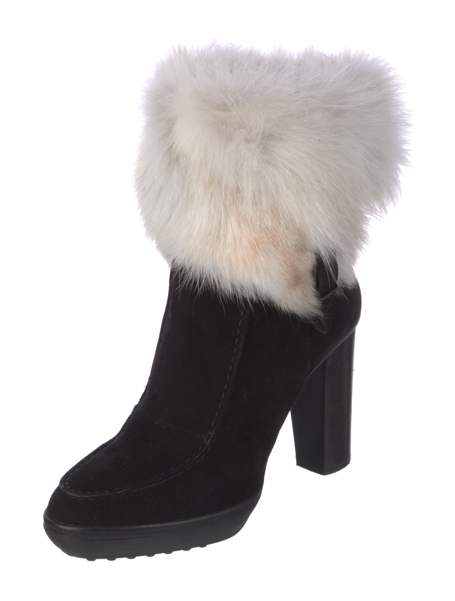 Tod's Suede Fur Trim Rain Boots
