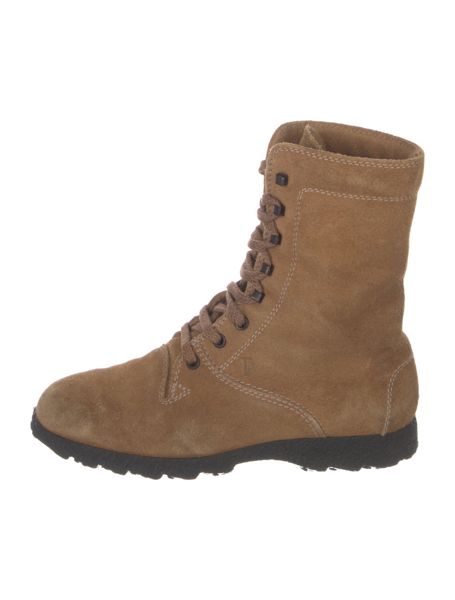 Tod's Suede Colorblock Pattern Combat Boots