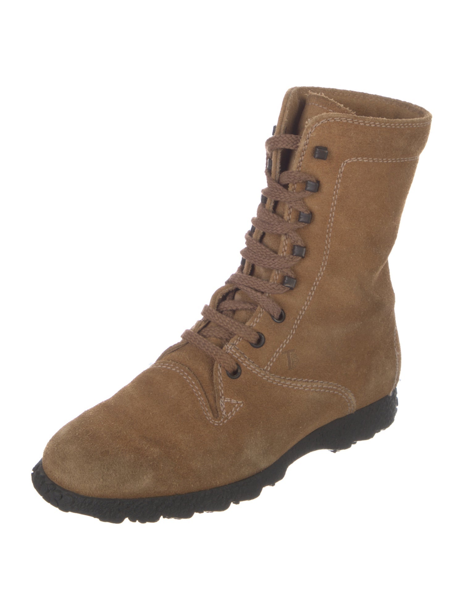 Tod's Suede Colorblock Pattern Combat Boots