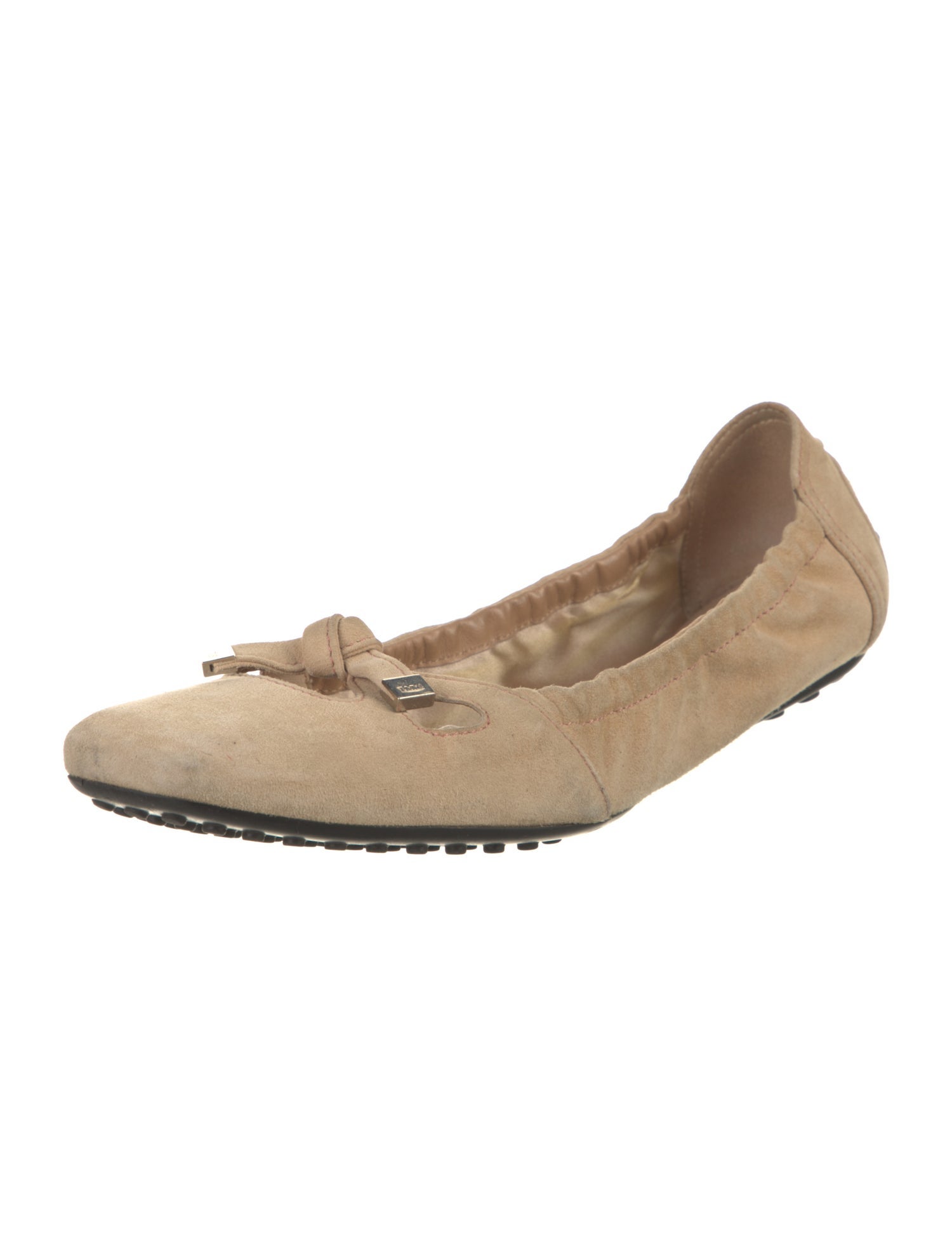 Tod's Suede Bow Accents Ballet Flats