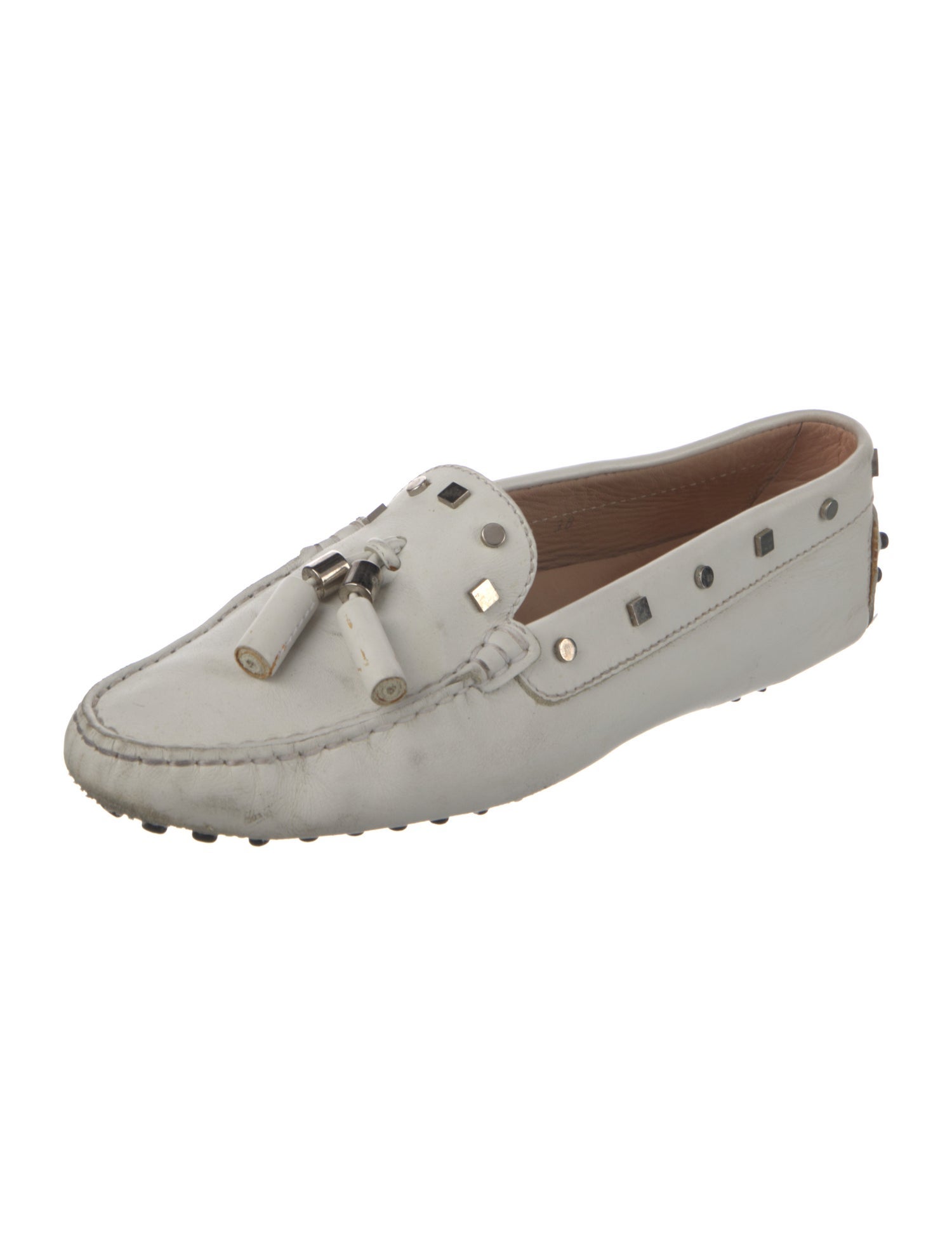 Tod's Leather Leather Trim Embellishment Loafers
