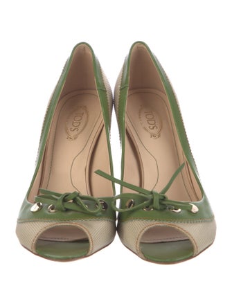 Tod's Canvas Colorblock Pattern Pumps
