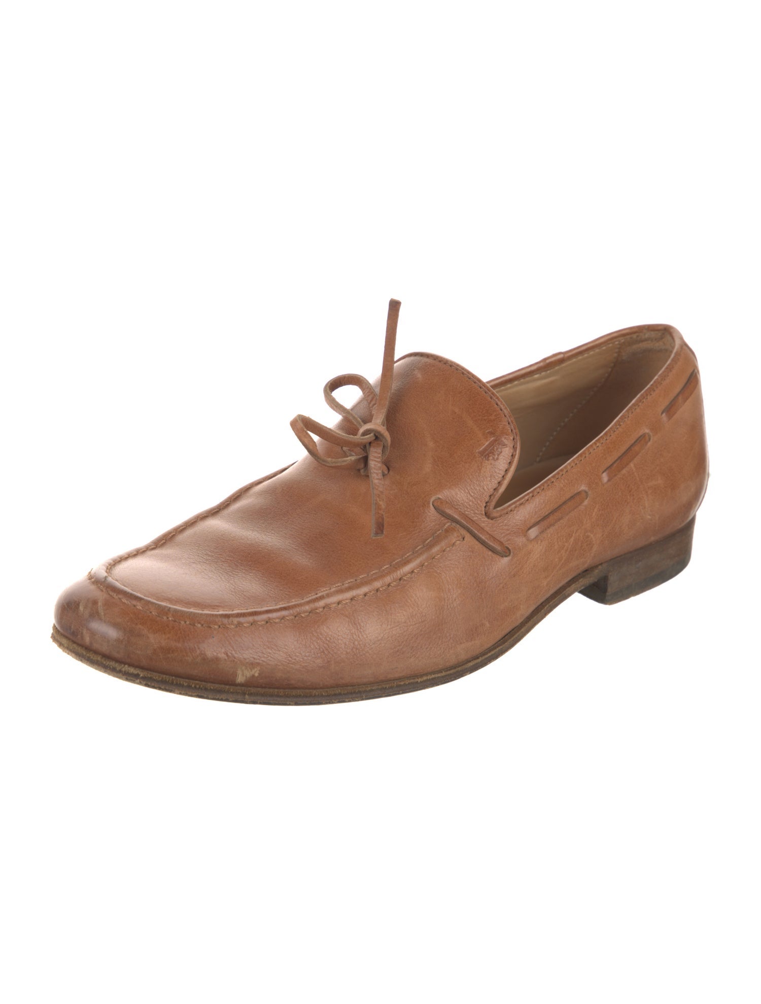 Tod's Leather Bow Accents Dress Loafers