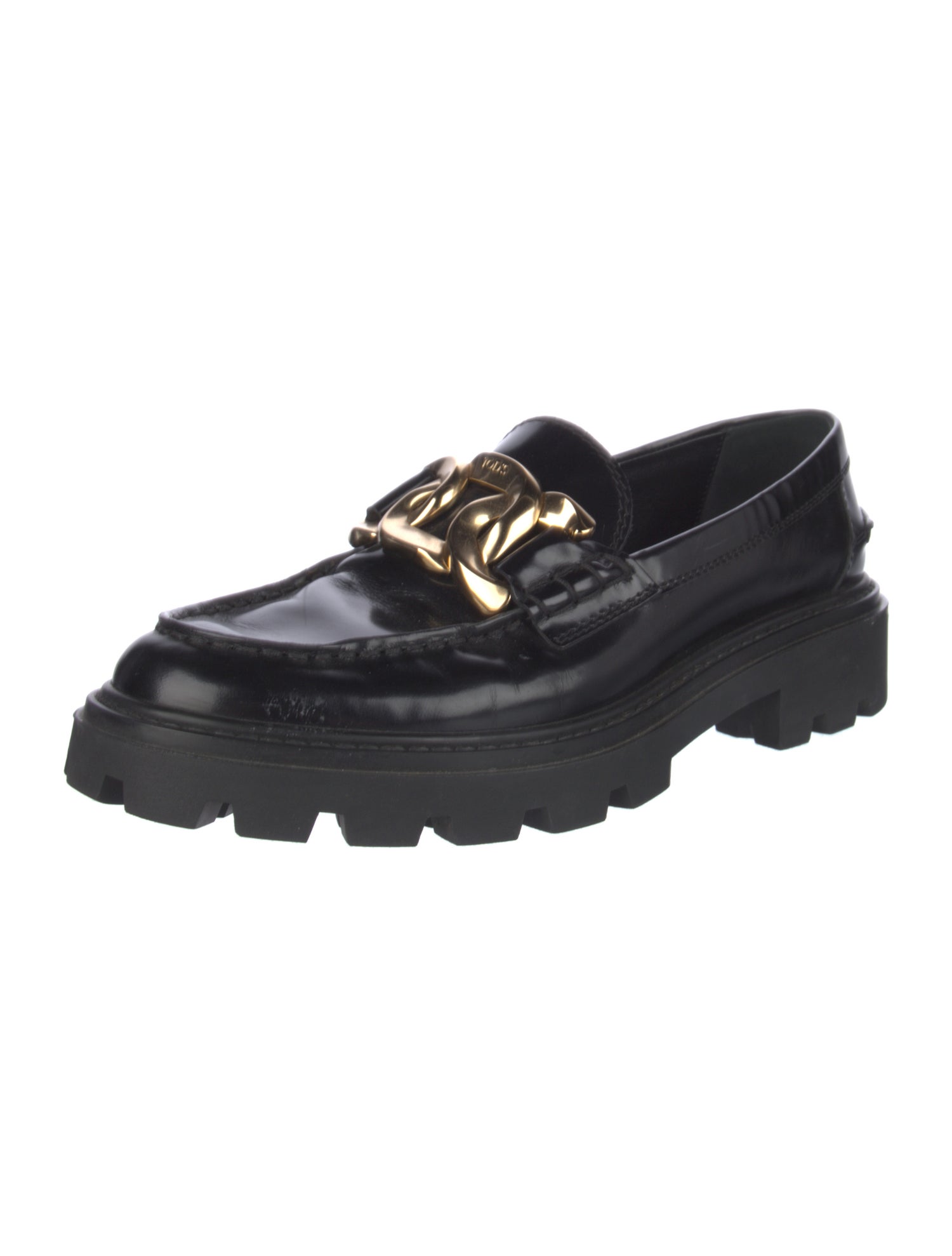 Tod's Leather Chain-Link Accents Loafers