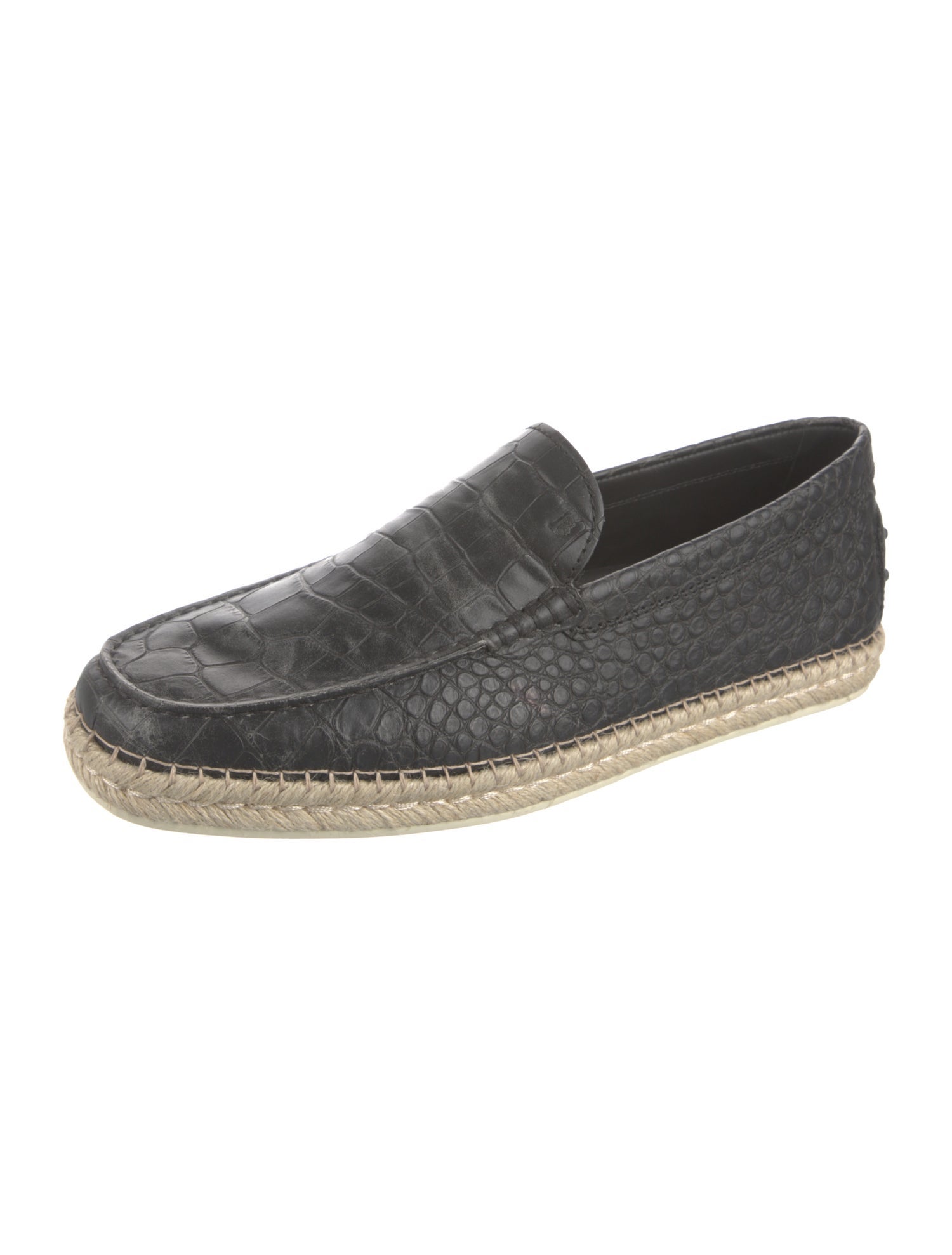 Tod's Embossed Leather Braided Accents Loafers