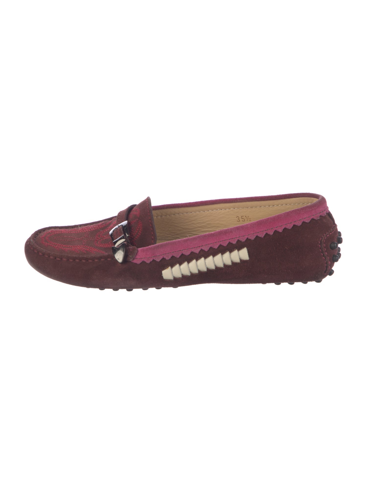 Tod's Suede Colorblock Pattern Loafers