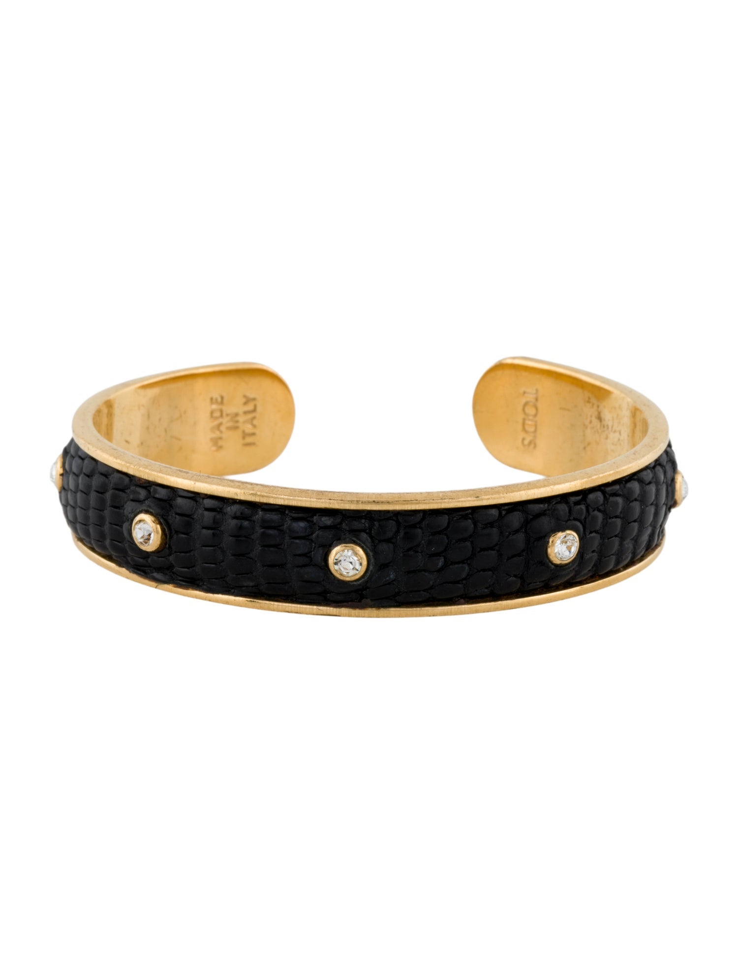Tod's Leather & Crystal Studded Cuff Bracelet