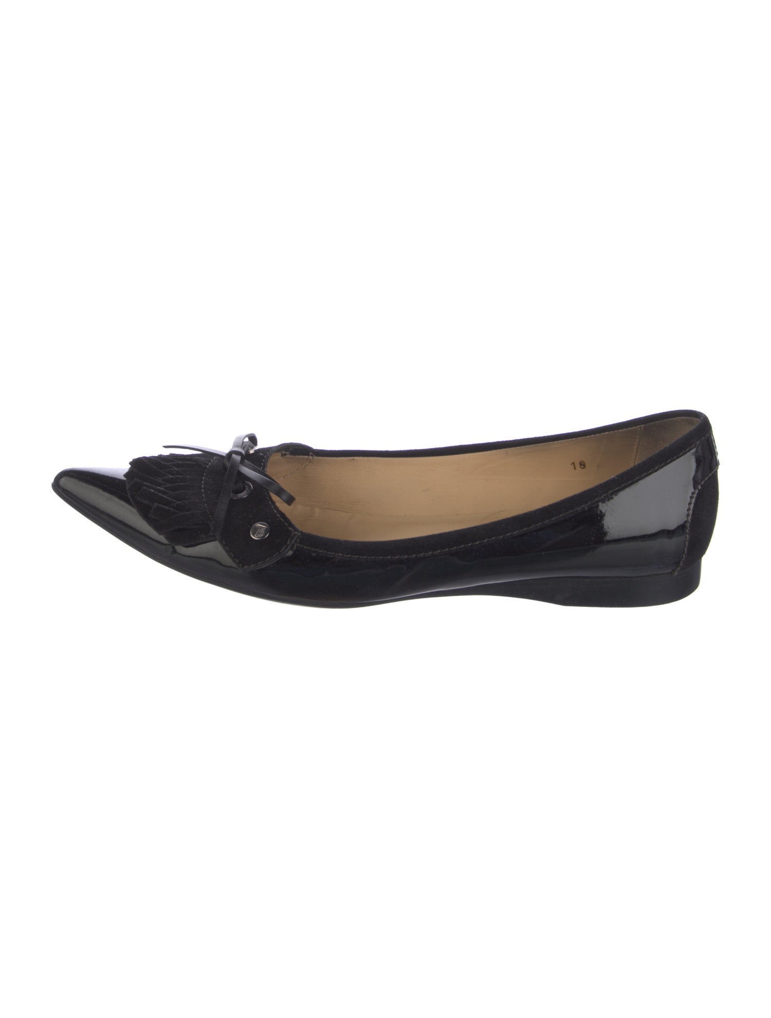 Tod's Patent Leather Bow Accents Ballet Flats