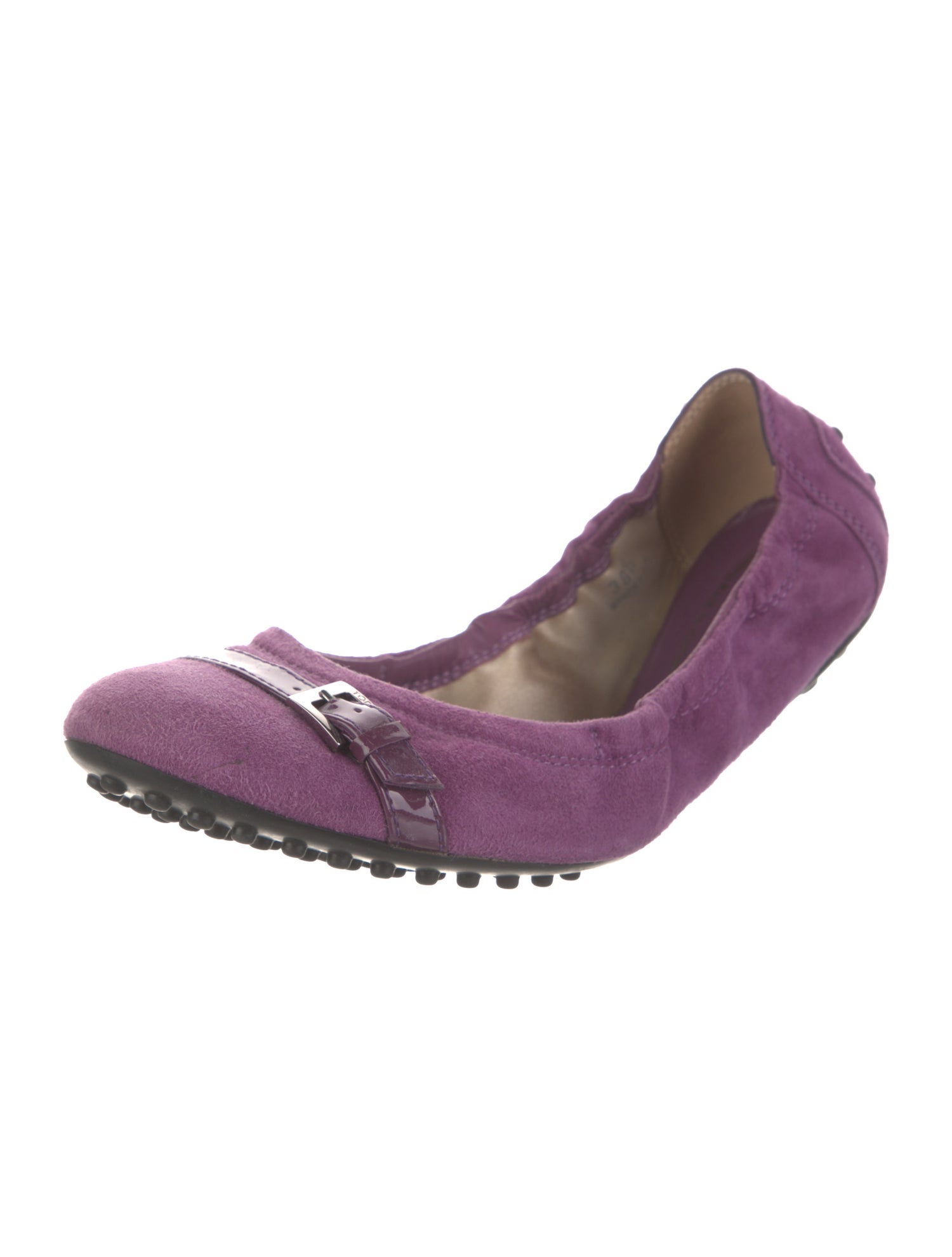 Tod's Suede Leather Trim Embellishment Ballet Flats