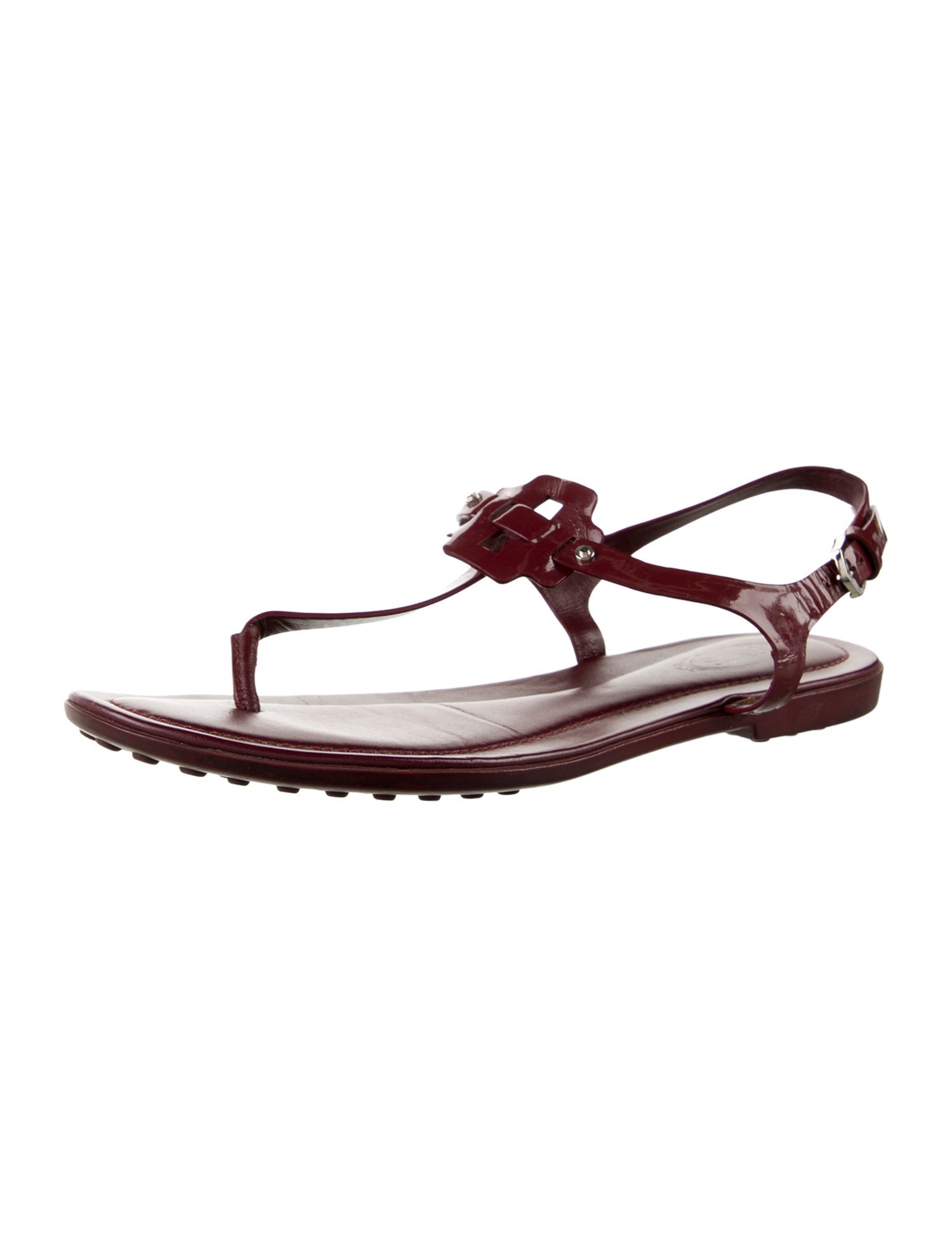 Tod's Patent Leather T-Strap Sandals