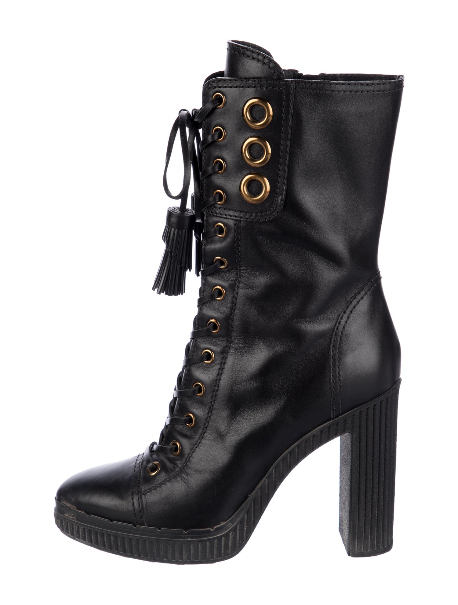Tod's Leather Tassel Accents Lace-Up Boots