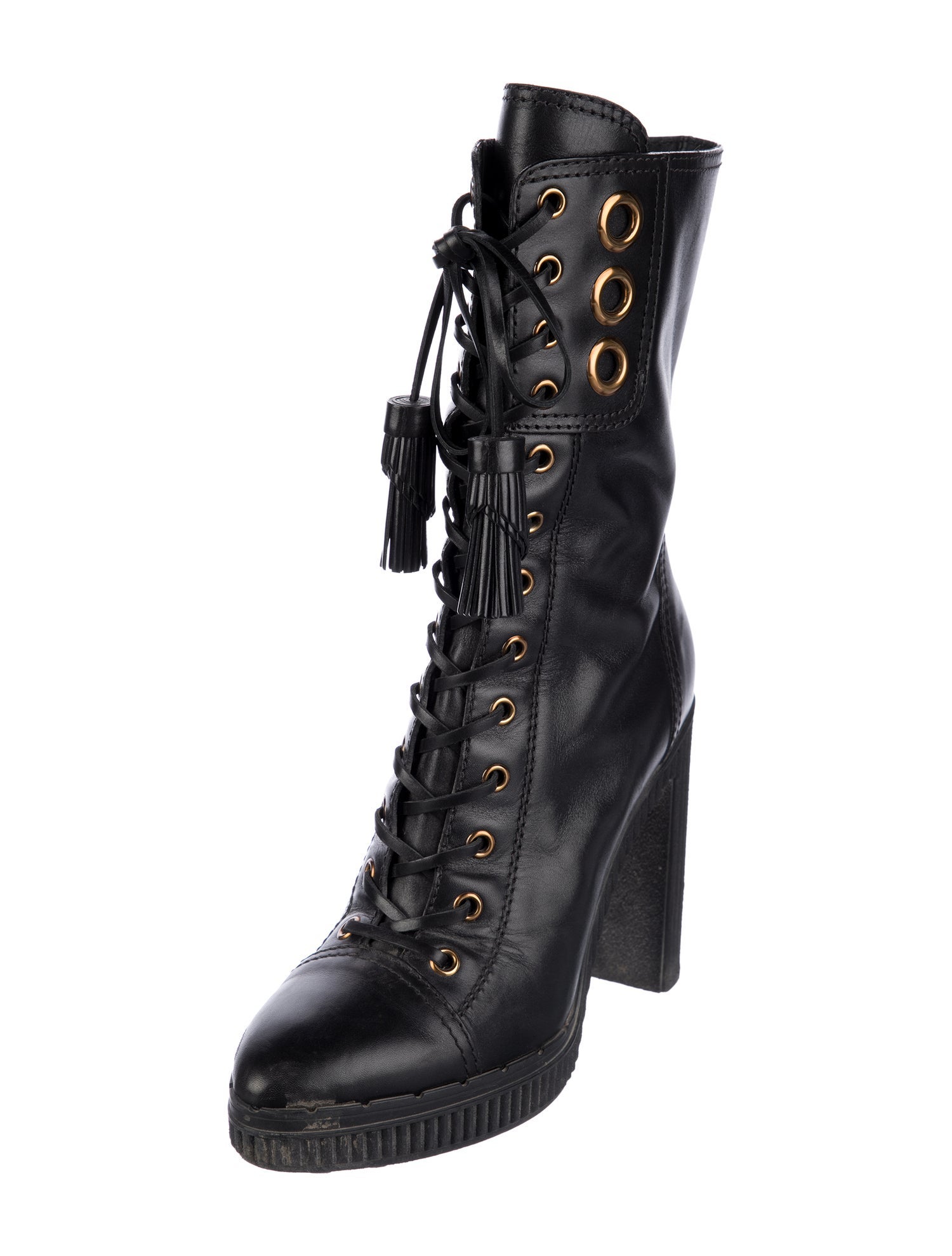Tod's Leather Tassel Accents Lace-Up Boots