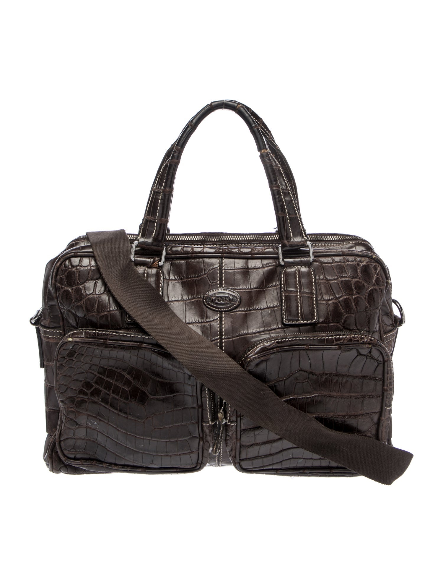 Tod's Embossed Leather Messenger Bag