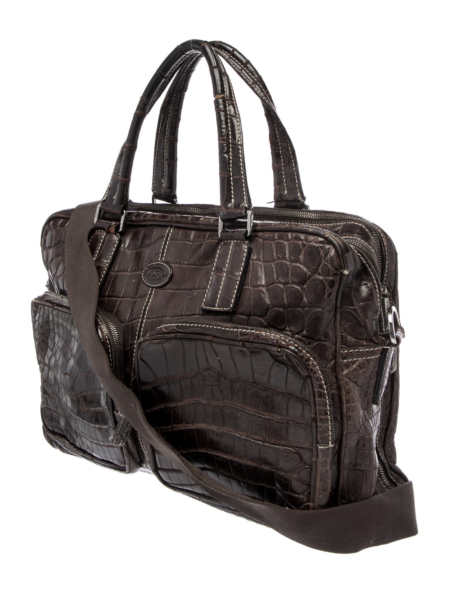 Tod's Embossed Leather Messenger Bag