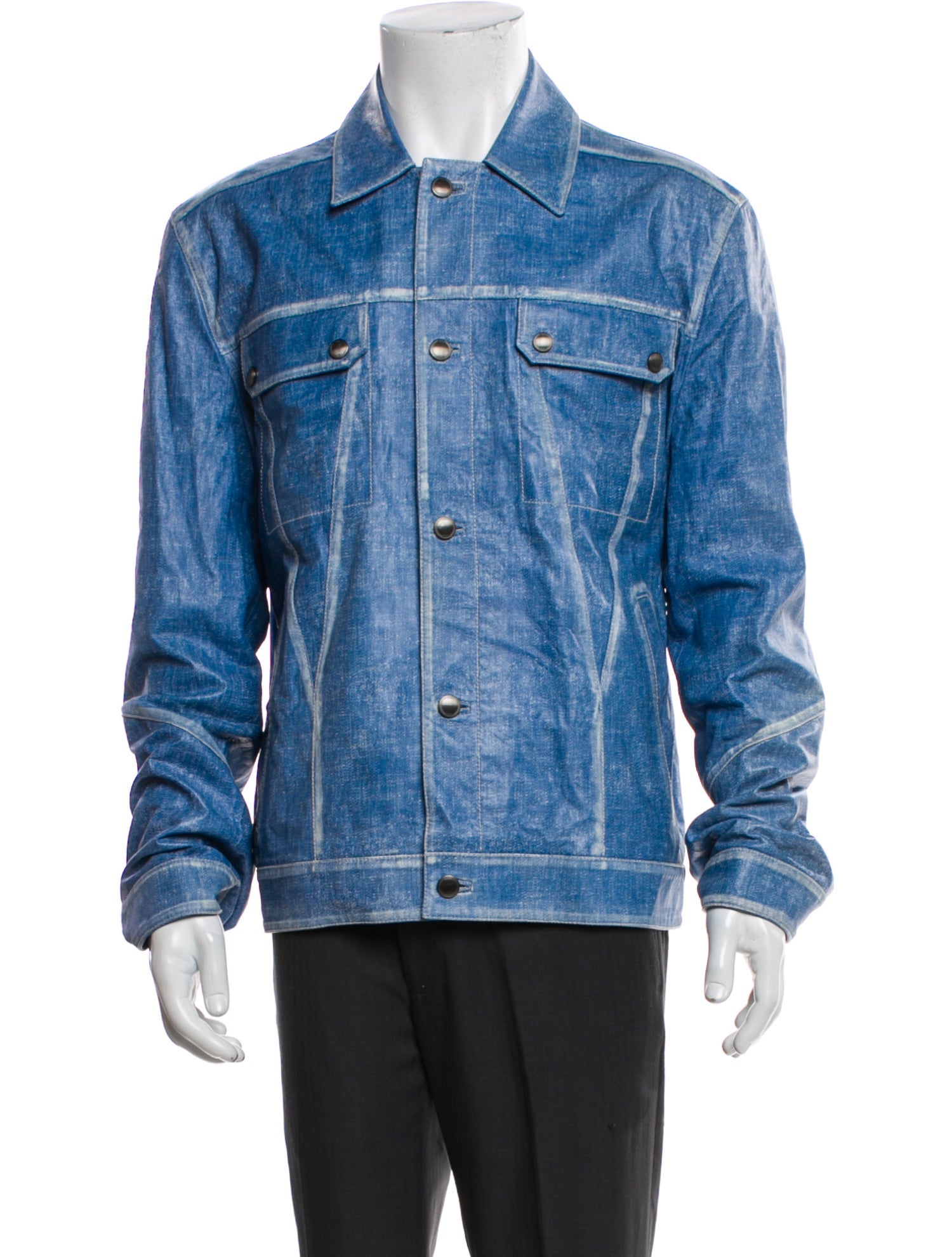 Tod's Lamb Leather Denim Jacket