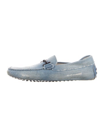 Pre-owned Tod's Denim Loafers In White