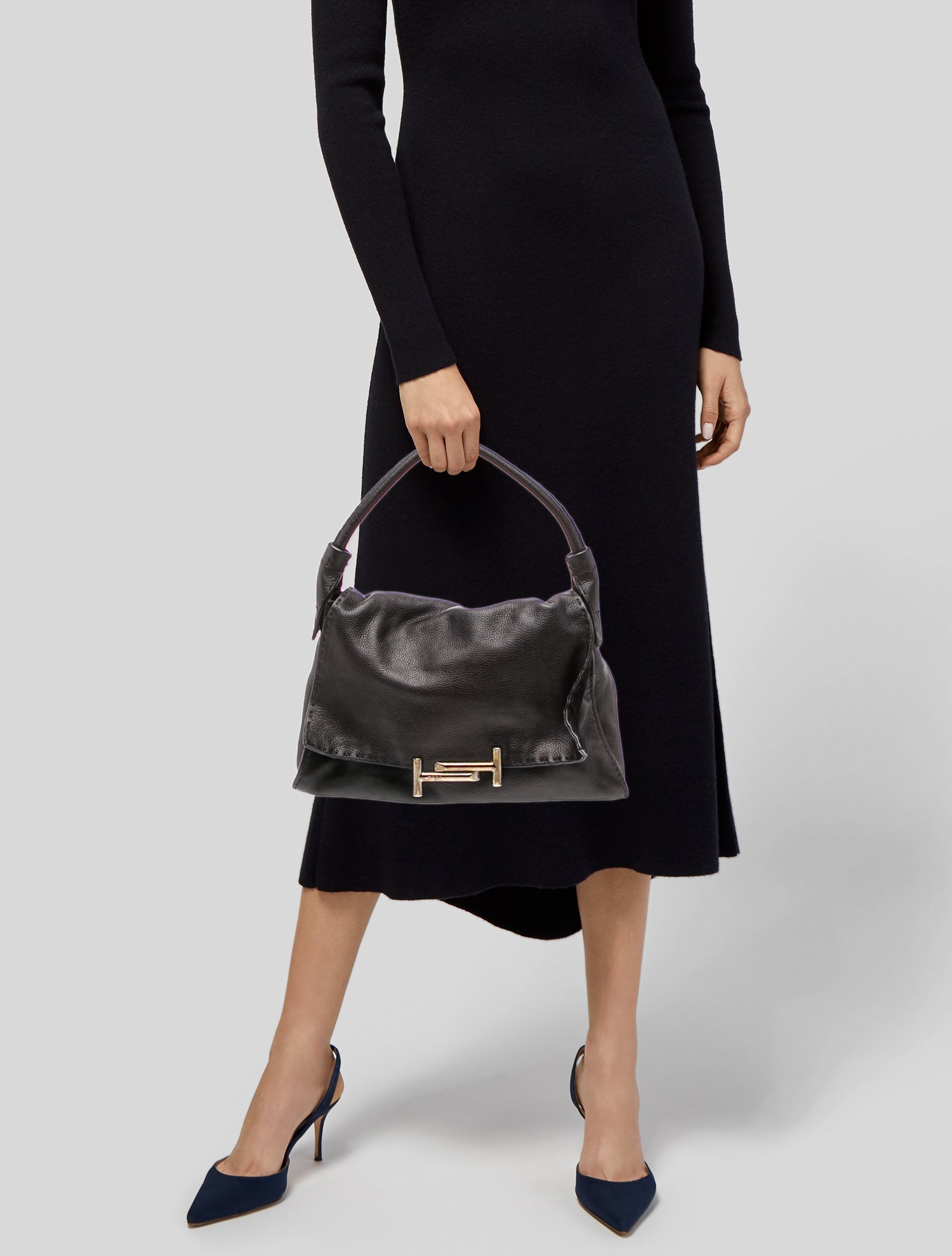 DeMellier Santa Monica Chain Leather Top Handle Bag - Grey Handle