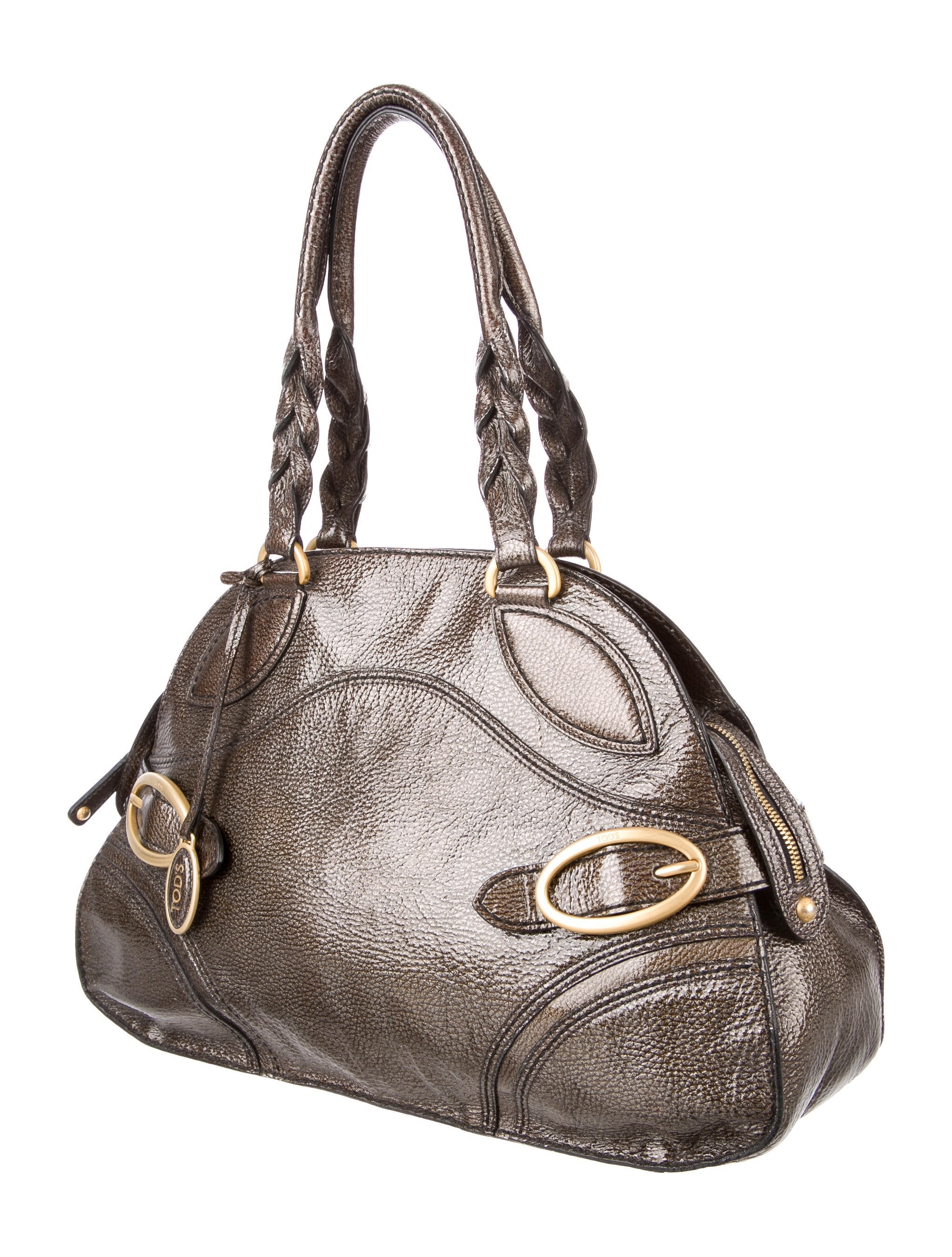 Tod's Glossy Leather Shoulder Bag Handbags TOD41992 The RealReal