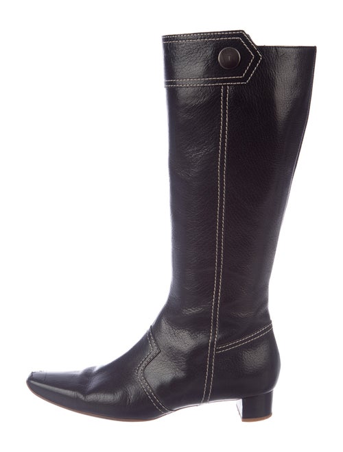 Tod's Leather Square-Toe Boots Black