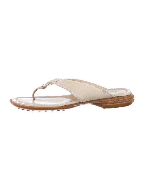 Tod's Suede Thong Sandals Tan