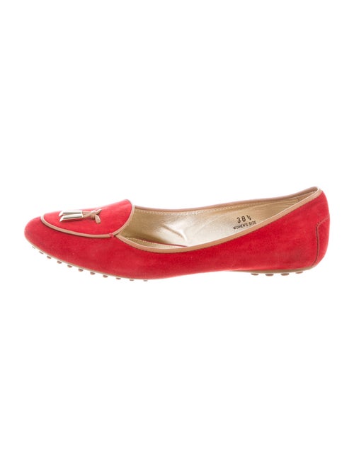 Tod's Suede Ballet Flats Red