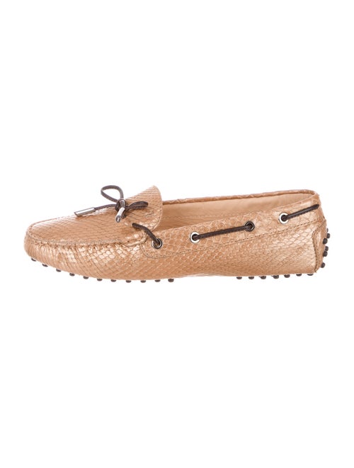 Tod's Snakeskin Moccasins Gold
