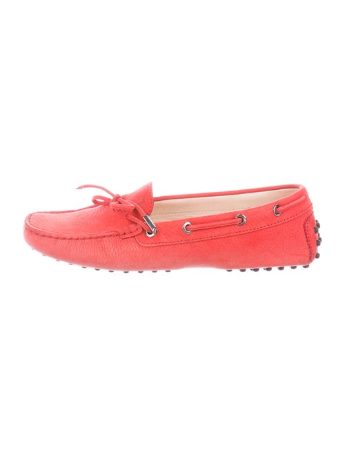 Tod's Suede Bow Accents Moccasins Red