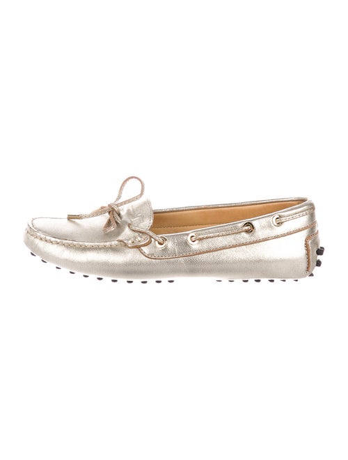 Tod's Leather Bow Accents Moccasins Gold