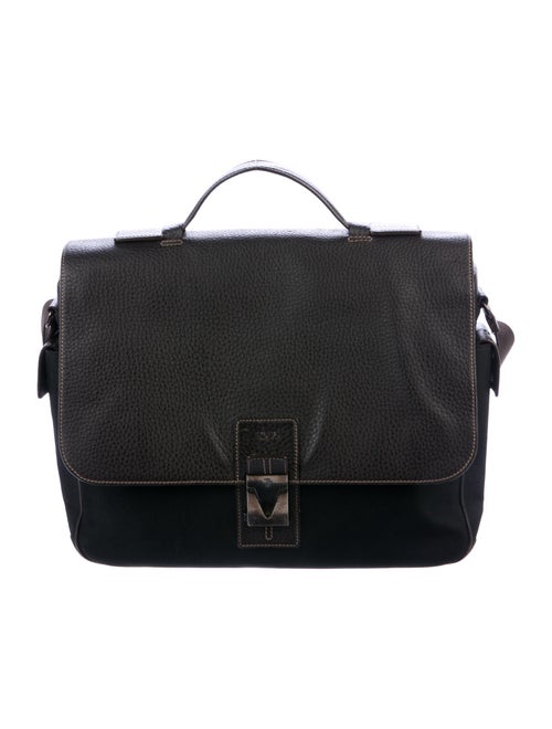 Tod's Leather & Canvas Messenger Bag Black