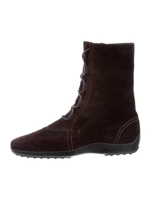 Tod's Suede Combat Boots Brown