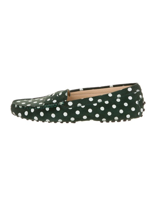 Tod's Suede Polka Dot Print Ballet Flats Green
